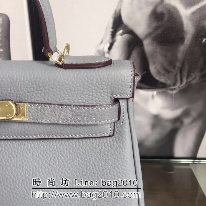 愛馬仕Hermes 頭層牛皮荔枝紋凱莉包 時尚手提包 0AM1148